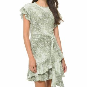 𝅺Michael Kors Sunbleached Ruffled Wrap Dress Size XS New